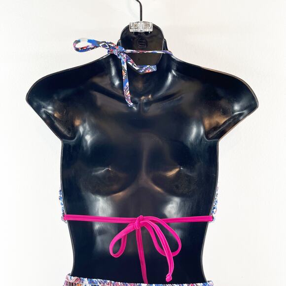 Swimsuits for All Smocked Triangle Top & Bikini Bottom Set Blue Pink 18 - Picture 15 of 15